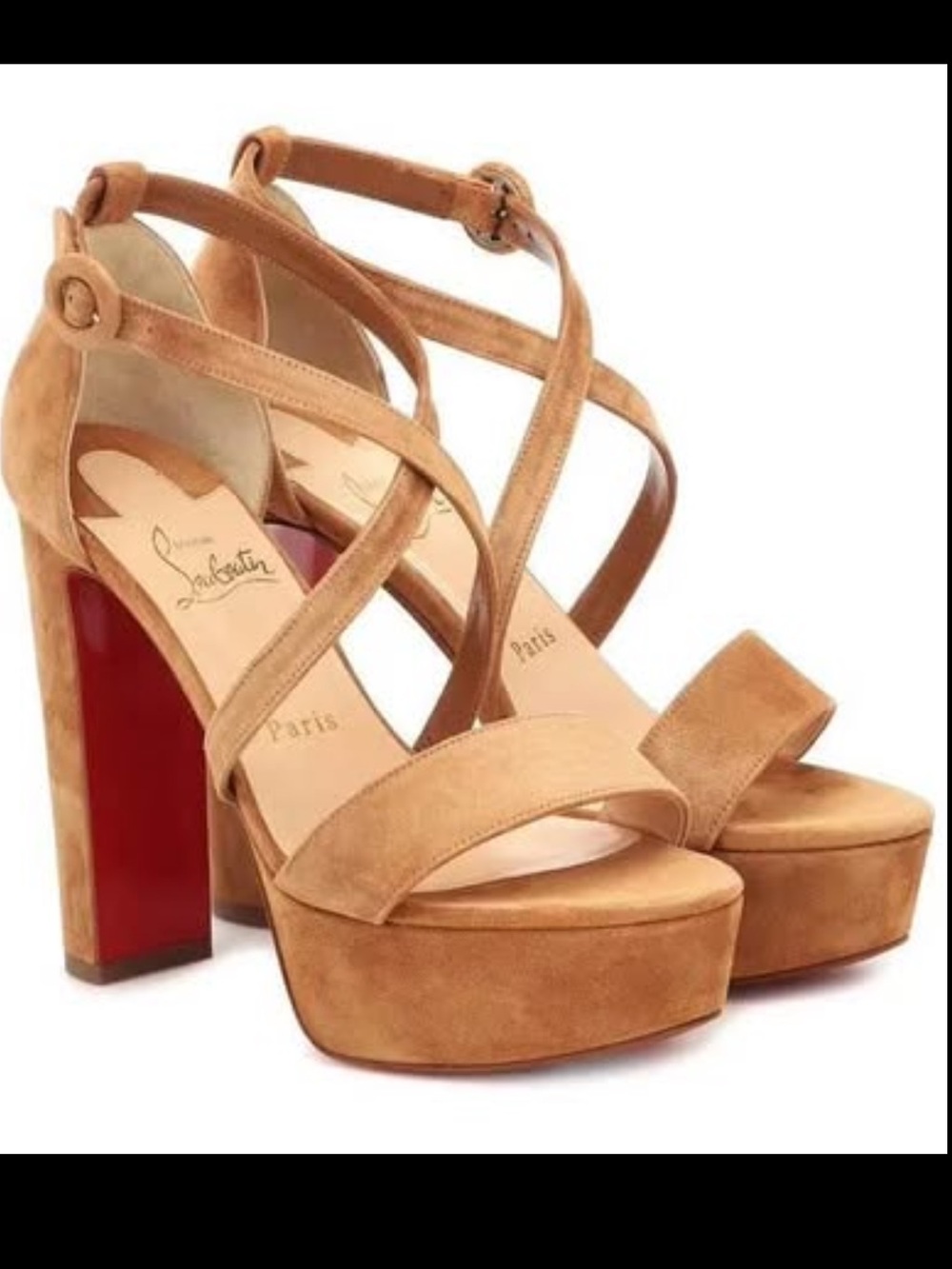 Loubi Bee 130 suede platform Red Bottoms size 37 Christian Louboutin Tan Suede P
